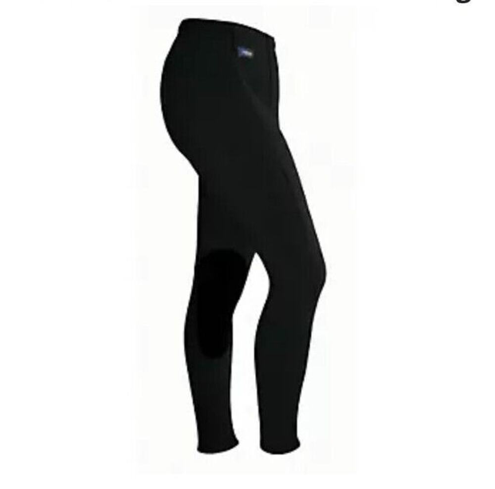 Irideon Kid Girl Essential Riding Tights Knee Patch M Black Equestrian Pants USA